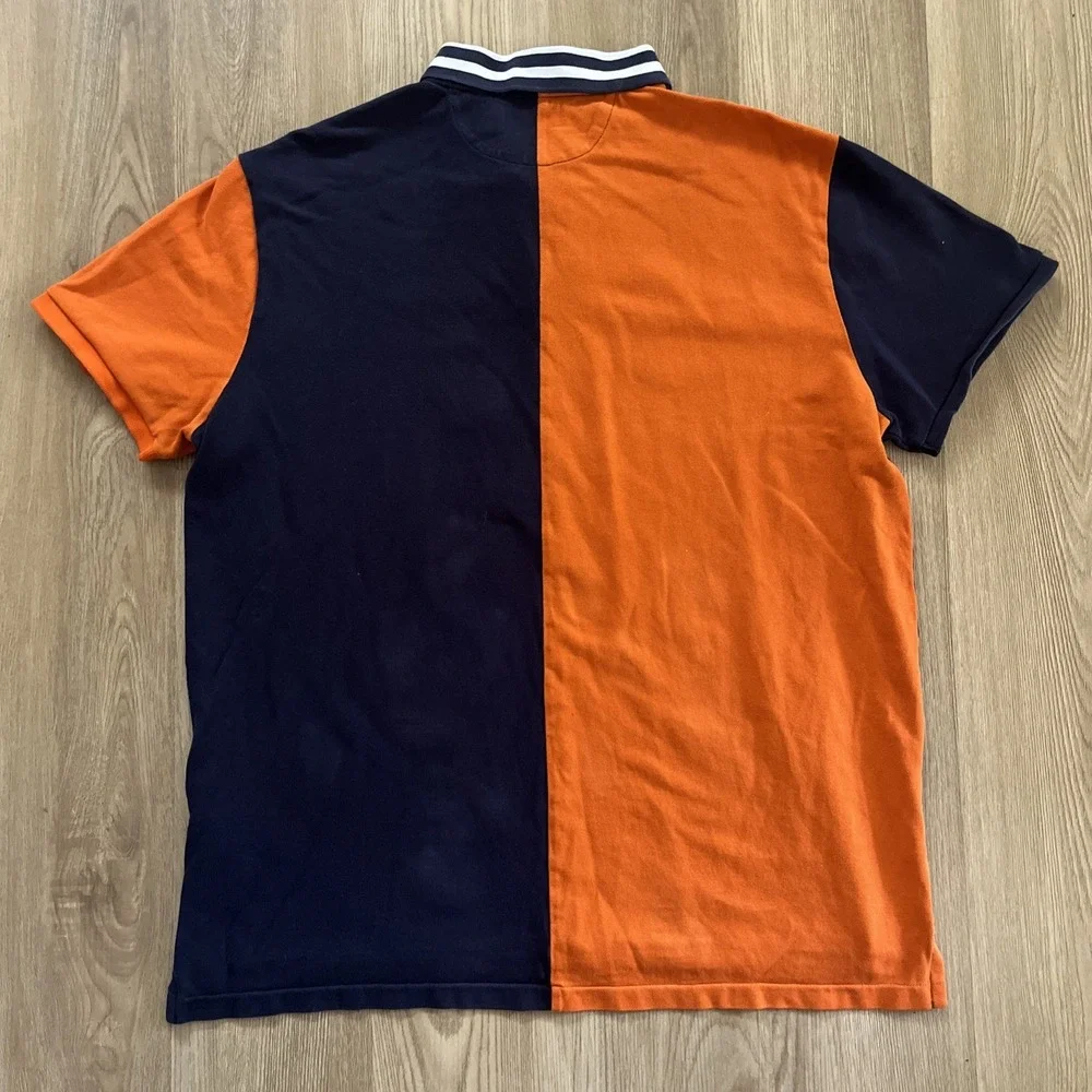 Polo Ralph Lauren Men's XL Polo Athletic Shirt Custom Slim Fit Navy Orange EUC